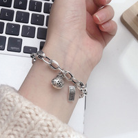 Corée du sud S925 argent sterling rétro vieux dollar sac d'argent sac de bénédiction bracelet femme personnalité hip hop tide