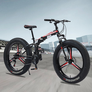 Vélo de montagne électrique pliable 26 pouces, pneus larges, double suspension, tout-terrain, avec béquille - Product Image 1