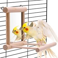 Nouveautés Jouets pour animaux de compagnie Décoration intérieure : Miroir pour perruche, Perchoir avec miroir, Balançoire en bois avec miroir, Accessoires de cage