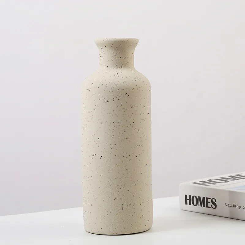 Redeco New Design Unique Vases For Flowers Matte Frosted Ceramic Nordic Cylinder Vase For Gifts Home Office Decoration