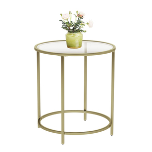 <span class=keywords><strong>Table</strong></span> d'appoint nordique basse en verre doré bon marché avec cercle rond pour canapé, <span class=keywords><strong>table</strong></span> d'appoint en verre moderne - Product Image 1