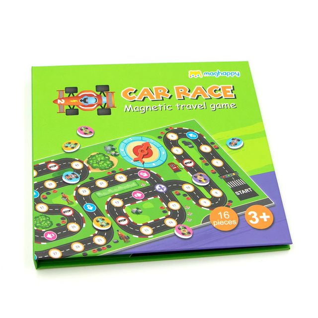 Custom Puzzle Car Race Magnetic Travel Game 2in1 Magnetic Puzzle Shape Puzzle Educational Toy for 3 Years Old