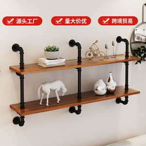 Wall Mounted Pipe <b>Shelf</b> 3 Tier 80x25x100cm Wrought Iron Storage <b>Rack</b> For Living Room - Product Image 5