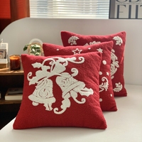 Housse de coussin en velours tufté pour Noël, motif flocon de neige, sapin et cerf brodé, pour canapé, décoration de maison de vacances, vente en gros