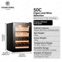 50C CIGARLOONG Cave à cigares électrique Tiroirs doublés de cèdre espagnol Armoire à cigares avec hygromètre numérique