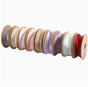 Ruban cadeau 40 mm en organza ondulé, <span class=keywords><strong>fil</strong></span> de soie enroulé, <span class=keywords><strong>fil</strong></span> de queue de poisson, bord doré, pour nœuds de boîte cadeau faits main, Saint-Valentin - Product Image 4