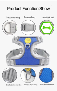 Arnés ajustable de malla reflectante para cachorros sin tirones con chaleco acolchado grueso arnés para perros - Product Image 5