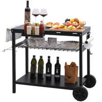 Chariot de préparation des aliments tout en acier JH-Mech Chariot de cuisine mobile mobile pour barbecue et four à pizza en plein air