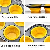 Ensemble de cuisson pliable en silicone et acier au carbone, couleur personnalisée, écologique, pour gâteaux et muffins, antiadhésif, pour four domestique