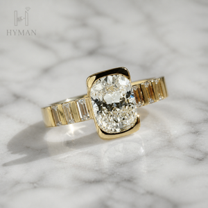 Novo Design de Anel Personalizado em Ouro Sólido 10K com Diamante Criado em Laboratório Certificado IGI de 3 Quilates Corte Esmeralda, Moderno e Unissex - Product Image 3