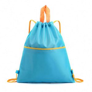 Custom <b>Waterproof</b> Cheap Polyester Tote <b>Drawstring</b> <b>Bag</b> for Outdoor Gym Sports Travel Shopping Nylon String Rucksack - Product Image 3