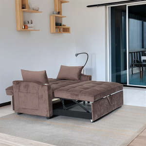 Sofá <span class=keywords><strong>Cama</strong></span> Plegable de Terciopelo Personalizado, Sofá <span class=keywords><strong>Cama</strong></span> Convertible de 2 Plazas para Dormitorio o Sala de Estar - Product Image 5