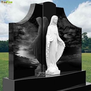 YOUFINE <span class=keywords><strong>Pierre</strong></span> <span class=keywords><strong>tombale</strong></span> en granit noir sculptée à la main de la <span class=keywords><strong>Vierge</strong></span> <span class=keywords><strong>Marie</strong></span> <span class=keywords><strong>pour</strong></span> cimetière extérieur - Product Image 3