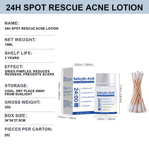 Lotion sèche anti-acné à l'acide salicylique 24H, marque privée, 15 ml, emballage neutre sans marque, émulsion réparatrice pour les imperfections cutanées - Product Image 3