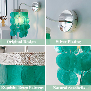 Lámpara de Pared Romántica Francesa con Campanas de Viento, Venta al por Mayor de Fábrica, AC110V 220V, Pantalla Verde, Base E14, Luces <span class=keywords><strong>LED</strong></span> de Pared para Mesita de Noche - Product Image 5