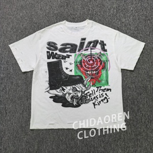 Tùy Chỉnh In Logo Heavyweight Thời Trang Dạo Phố Thạch Thiết Kế Tee Quá Khổ Đồ Họa Người Đàn Ông Của T-Shirts - Product Image 1