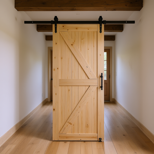 <b>Barn</b> <b>Door</b> <b>Hardware</b> Kit 36 X 84 Inches Spruce Wood Panelled Slab Interior Farmhouse Style Manual Operation - Product Image 2