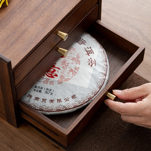Walnut Wood Multi Layer Tea Cake <b>Box</b> <b>Drawer</b> Type High End Household <b>Storage</b> For Pu Erh White Tea Rectangular Standing - Product Image 3