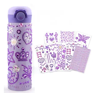 Bouteille d'eau isotherme pour enfants, jouets pour filles, à décorer soi-même, avec boutons de strass, autocollants, DIY, sans BPA, pièces