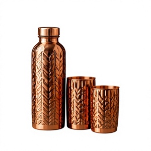 Artisan handcrafted Copper Water <b>Bottle</b> and Cups Set Portable Handmade <b>Flask</b> Gift Box for Business Gifts - Product Image 1