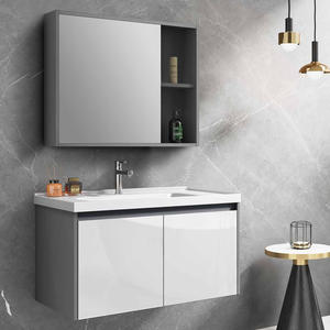 Luxe badkamermeubelset, wandmodel, inclusief wastafelblad met wasbak en marmeren meubel. - Product Image 5