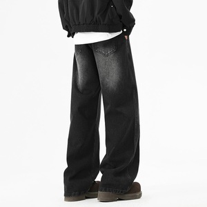 Pantalones Vaqueros Anchos de Corte Recto para Hombre, Estampado Hip Hop, Lavados, 100% Algodón, Transpirables, Diseño Americano Informal de Invierno - Product Image 4