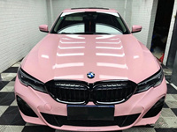 Autocollant sans bulles d'air 1.52*17 mètres Crystal Cherry Blossom Pink Paper Back Liner Glossy Car Wrap Vinyl Film