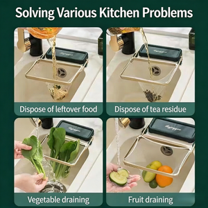 Filtro de Desechos de Alimentos para Fregadero de <span class=keywords><strong>Cocina</strong></span>, Plegable, Autoadhesivo, de Plástico, con Malla de Filtro Reemplazable, Escurridor para Frutas y Verduras - Product Image 3