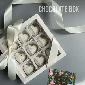 <b>candy</b> <b>box</b> Minimalist Wedding Gift Chocolate Packaging <b>Box</b> with Clear Window, Gold Foil Logo & Ribbon - Product Image 1
