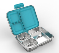 Boîte à bento portable mignonne en acier inoxydable, 3 compartiments, couvercle anti-fuite, compatible micro-ondes, sans BPA, pour le stockage des aliments des nouveau-nés et des enfants