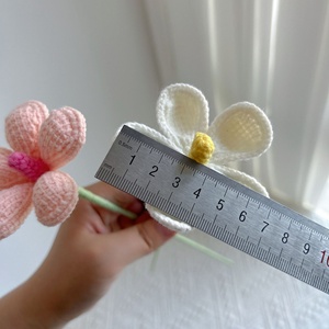 Sheng Cai Décoration d'intérieur Fleur artificielle tricotée en coton doux, finie, en fil violet, avec fleurs séchées et Plumeria <span class=keywords><strong>Rubra</strong></span> tissée au crochet - Product Image 4