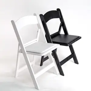 Vente chaude mode romantique activités de mariage en plastique blanc extérieur jardin pliant résine chaise cérémonie de mariage, banquet dedi