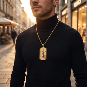 Кулон-жетон из нержавеющей стали с позолотой 18K в виде распятия Иисуса, религиозное христианское украшение, подарки для мужчин и женщин на вечеринки, третий выпуск - Product Image 2