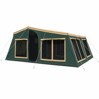 Tente de camping-car en toile pour les voyages en famille en plein air avec annexe et poteaux en acier