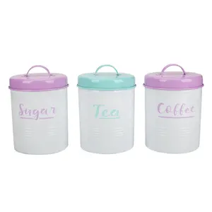 Wilko Storage Jars Tea Sugar Coffee Metal Storage Jars