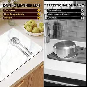 Tapis de séchage de vaisselle <span class=keywords><strong>pour</strong></span> comptoir de cuisine Tampon de séchage de vaisselle super absorbant avec tapis arrière en caoutchouc antidérapant <span class=keywords><strong>pour</strong></span> Machine à café - Product Image 6