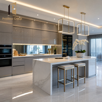 Meubles de cuisine en PVC finition ultra brillante, matériau imperméable, pour projets de construction de maisons jumelées