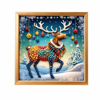 Kit de Peinture Diamant 5D DIY Vintage de Noël avec Perles Rondes et Diamants, Art Lumineux Écologique pour Adultes avec Plateau et Boîte