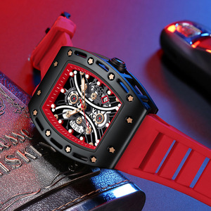 Domineering barrel-shaped men's watch with curved mirror and skeletonized <b>face</b>. - Product Image 3