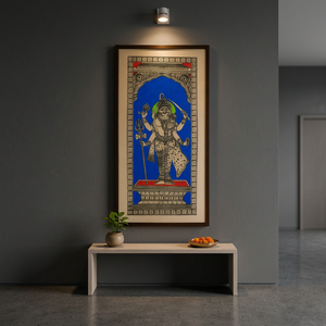 Cette peinture est une Ardhnarishwer Gauri Shankar Pattachitra, un art traditionnel, une décoration suspendue pour salon intérieur. - Product Image 1