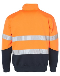 Sudadera OEM <span class=keywords><strong>de</strong></span> forro polar <span class=keywords><strong>de</strong></span> 200 g/m² con media cremallera, patrón <span class=keywords><strong>de</strong></span> aros y cintas reflectantes 3M para seguridad en el trabajo nocturno - Product Image 3