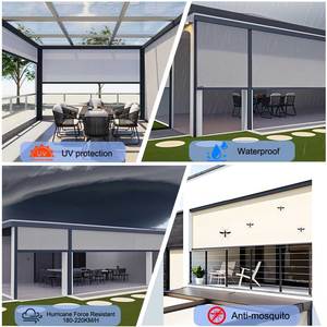 Modern Electric Motorized Ziptrack Roller Blinds Windproof PVC Fabric Outdoor Patio Shades Doors Vertical Pattern Built-In