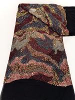Tissu en maille écologique brodé de fleurs en sequins 3D pour robes de mariée, robes de soirée et tenues de fête