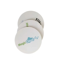 Cartes RFID PVC Ntag213 blanches personnalisées programmables imperméables, autocollants adhésifs fins ronds en forme de pièce de monnaie, étiquettes NFC pour les médias sociaux, 50 mm