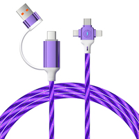 Câble de données USB vers Type-C et Micro USB 2-en-3 à charge rapide PD 60W/20W avec lumière fluo pour téléphone portable, ordinateur et imprimante