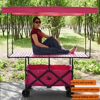 Chariot pliant d'extérieur personnalisé à roues larges, chariot de jardin, chariot de plage, chariot de camping avec pare-soleil amovible, poussette-chariot