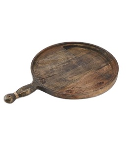 Planche à découper ronde en bois avec poignée pour servir et couper - Product Image 1