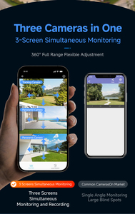 การ์ด <span class=keywords><strong>TF</strong></span> 3 เลนส์ 360 °   กล้องวงจรปิดรักษาความปลอดภัยพลังงานแสงอาทิตย์ 4G ซิมการ์ด พร้อมระบบตรวจจับมนุษย์ด้วย AI แจ้งเตือนด้วยเสียงไซเรน สำหรับฟาร์ม เหมือง และพื้นที่กลางแจ้ง ควบคุมระยะไกล - Product Image 4