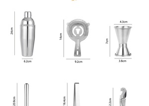 Set 12 potong, peralatan Bar ketel salju lengan <span class=keywords><strong>Blender</strong></span> pengocok Mixer baja tahan karat dengan nampan bingkai bambu - Product Image 5