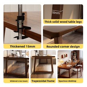 Scrivania Moderna in Legno Massello per Due Persone, Lunga, per Calligrafia e Pittura, Combinabile Liberamente per Uso Domestico, Scrivania Doppia per Studio dei Bambini - Product Image 3